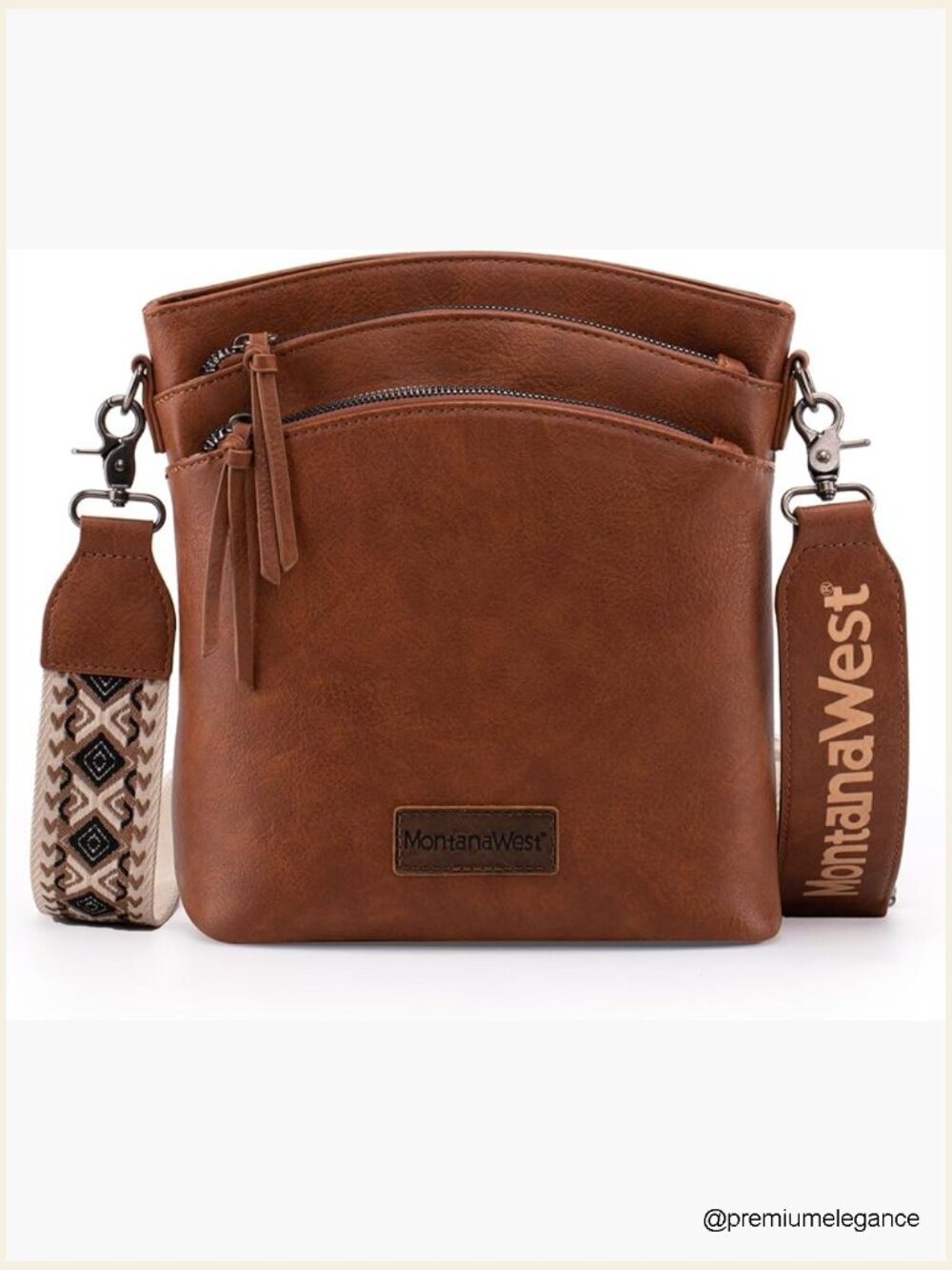 Crossbody Bag With Adjustable Guitar Strap Multi Zipper Pocket CCW
